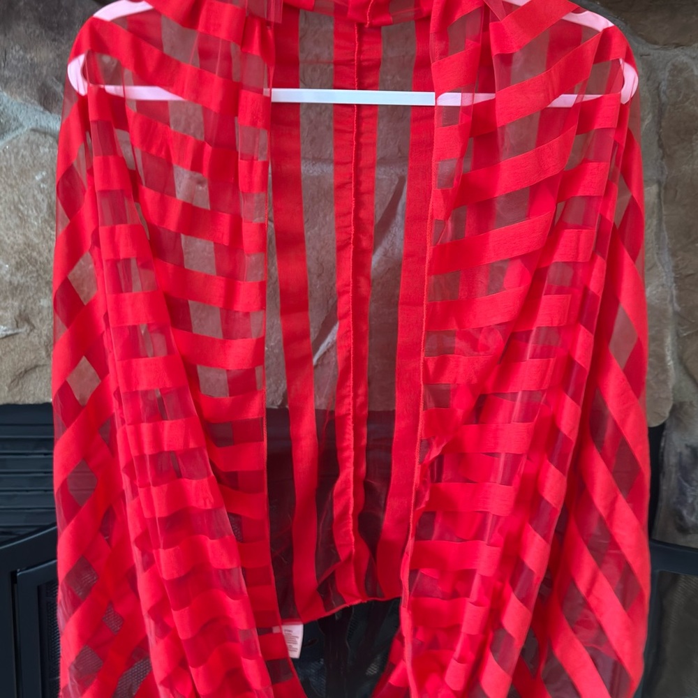 Red Sheer Striped Infinity Scarf - Picture 8 of 9
